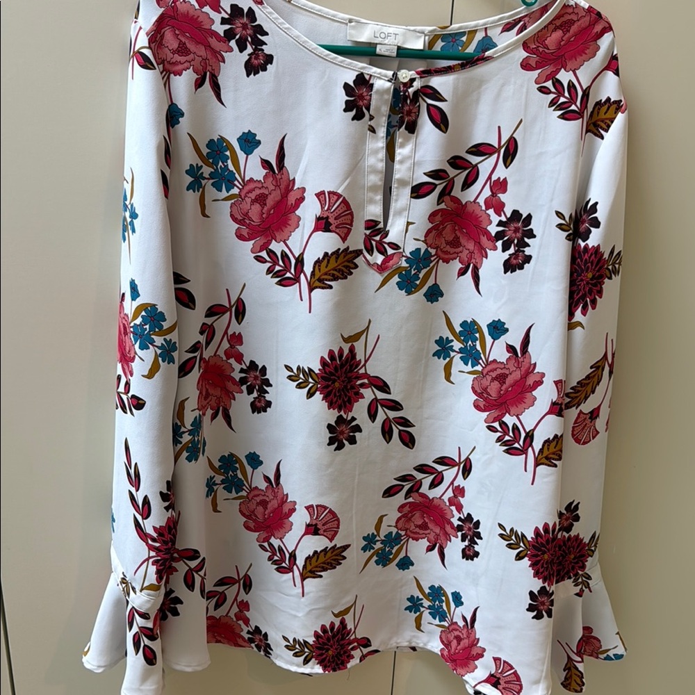 LOFT Floral Print Women's Top - XL - Picture 2 of 7